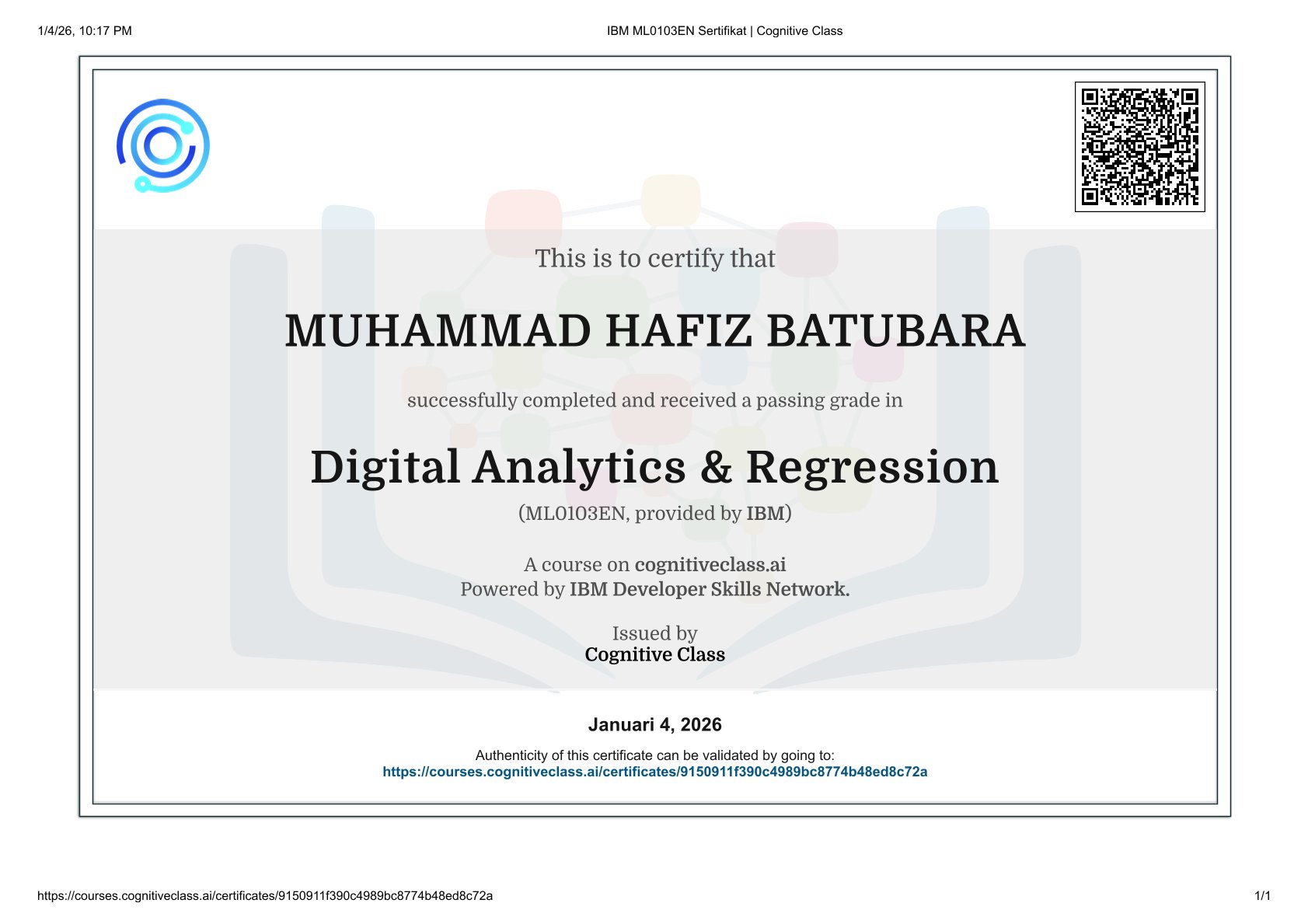 Digital Analytics & Regression (ML0103EN)